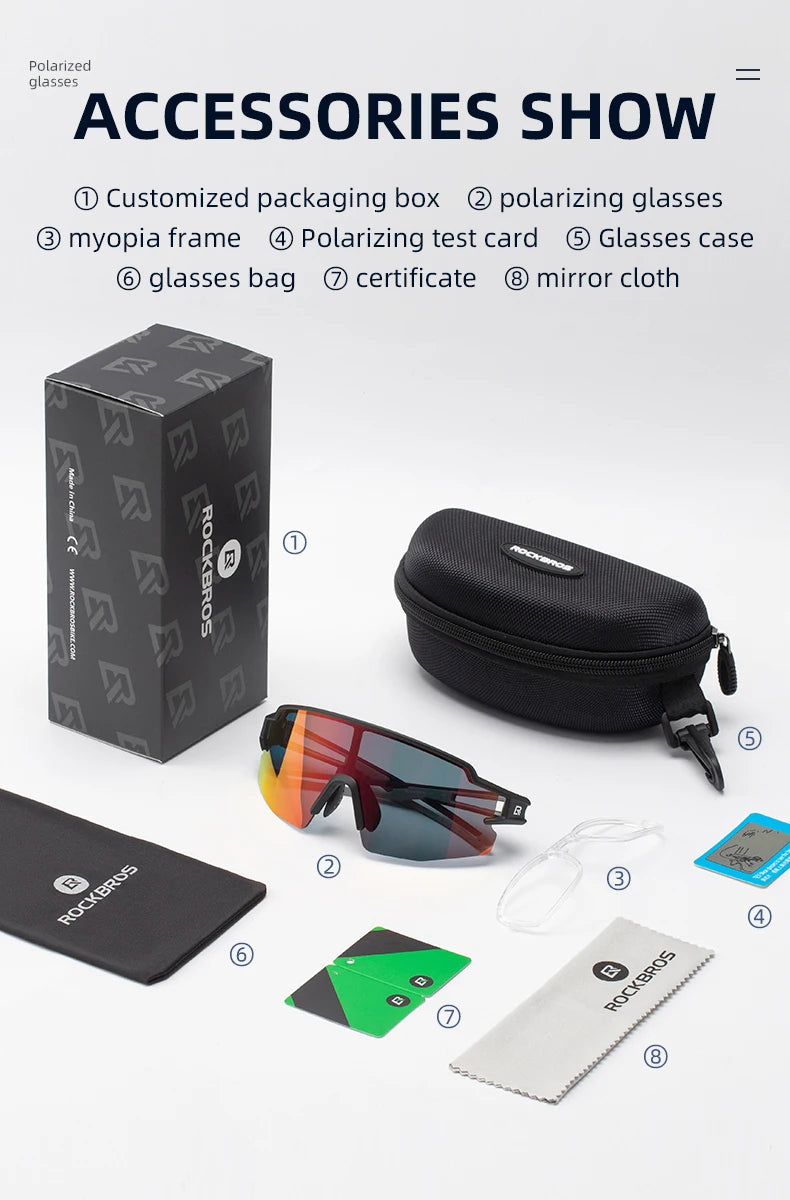 ROCKBROS Cycling Glasses Polarized UV400 Protection Bicycle Sunglasses Men Women Photochromic MTB Road Bicycle Goggles Eyewear