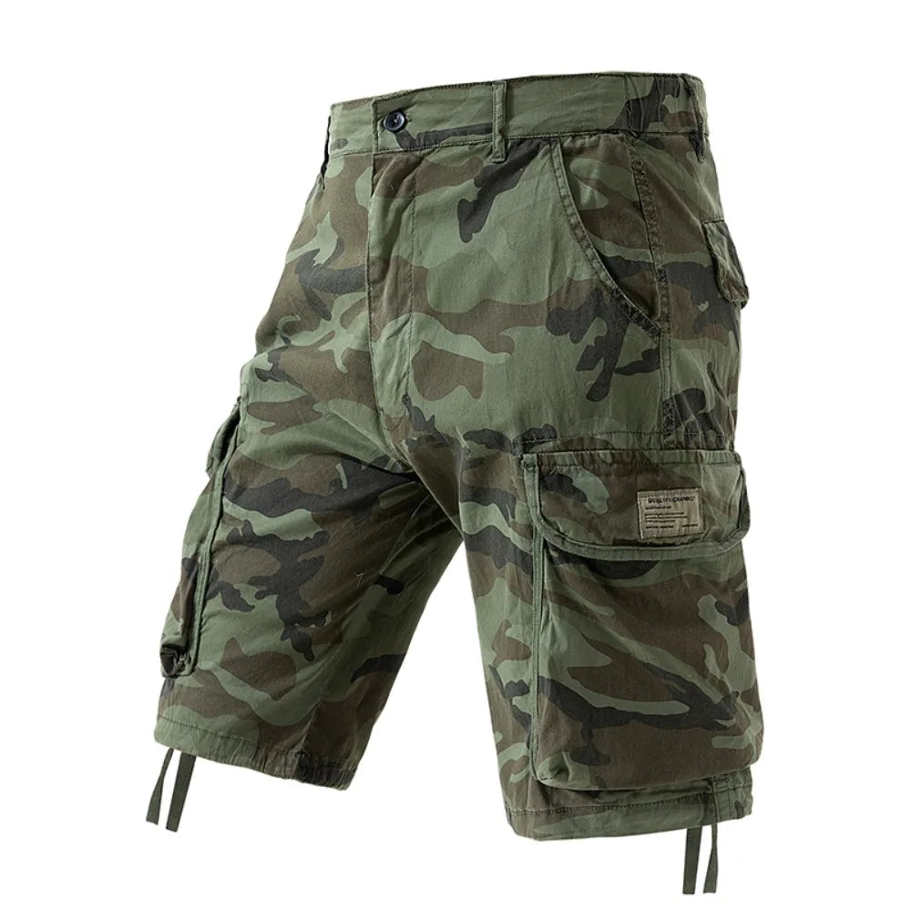 Men's Camo Cargo Shorts Outdoor Multi-Pocket Cotton Casual Shorts Summer Half Pants Breathable Shorts