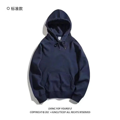 Oversize Hoodie Sweatshirt Pure Color Fleece Lined Couple Style High Quality Green Heavyweight Hooded Jacket for Men And Women