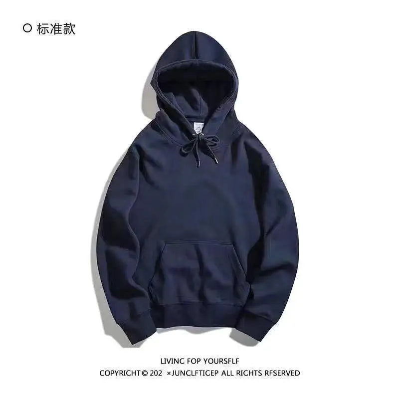 Oversize Hoodie Sweatshirt Pure Color Fleece Lined Couple Style High Quality Green Heavyweight Hooded Jacket for Men And Women