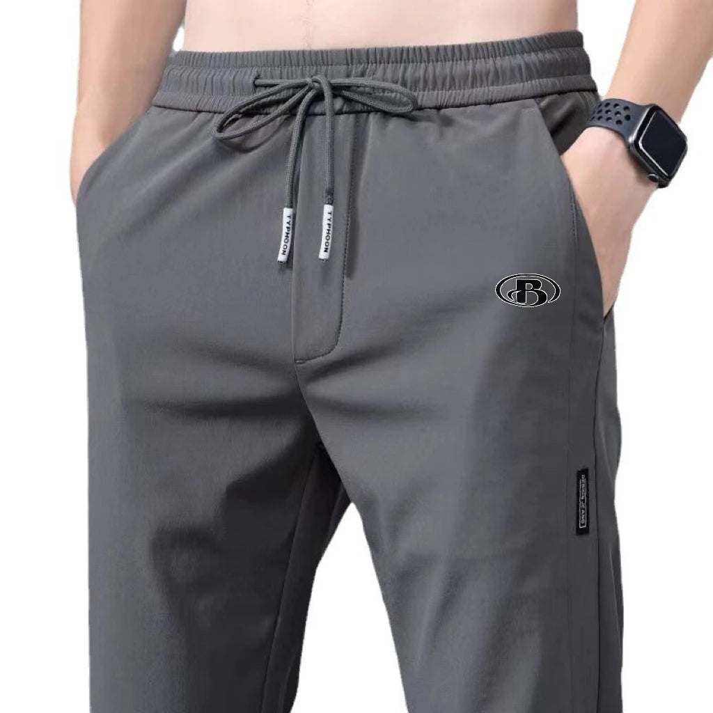 Summer men's ice silk quick drying casual pants slim fit version ice silk pants sports pants straight tube quick drying