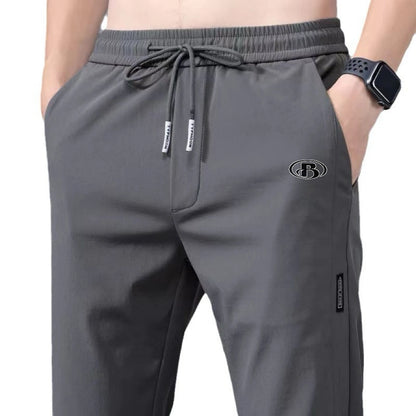 Summer men's ice silk quick drying casual pants slim fit version ice silk pants sports pants straight tube quick drying