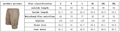 Male Cargo Shorts Elastic Waist Cycling Shorts Multi-pockets Loose Work Short Pants Outdoor Sport Printed Casual Shorts