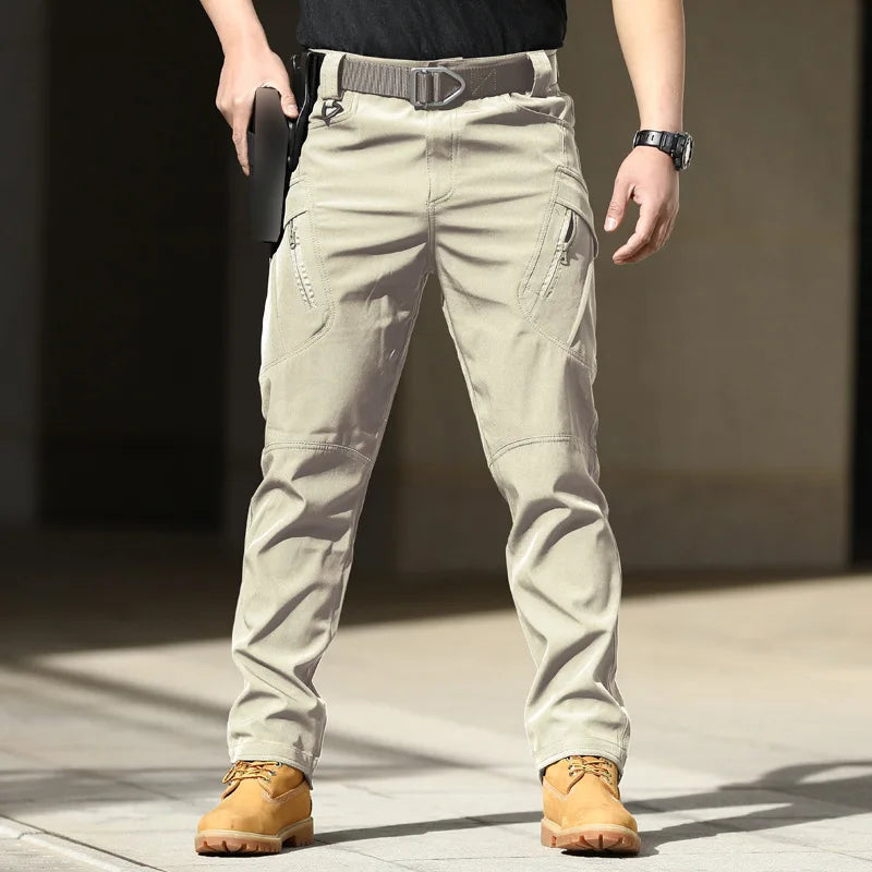 Men Outdoor Pants Multi Pockets Elastic Tactical Pant Waterproof Plus Size Casual Cargo Trousers Pockets Men Clothing