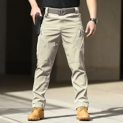 Men Outdoor Pants Multi Pockets Elastic Tactical Pant Waterproof Plus Size Casual Cargo Trousers Pockets Men Clothing