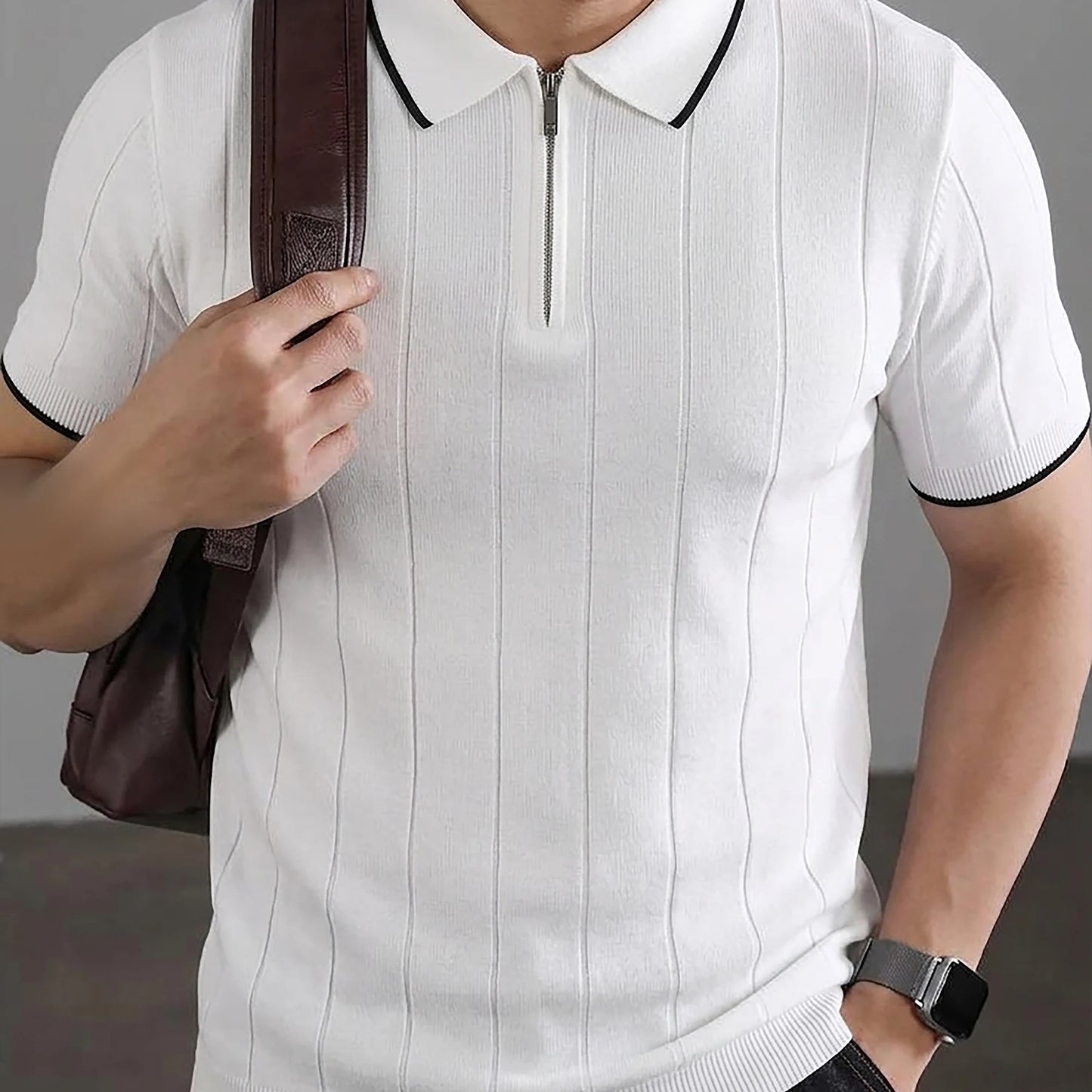 Profashions Men's Polo New Summer Half Zipper Design Men's Short Polo