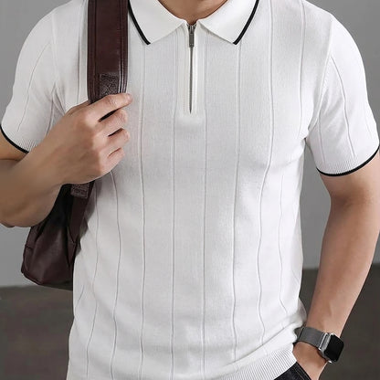 Profashions Men's Polo New Summer Half Zipper Design Men's Short Polo