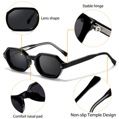CATERSIDE Polygon Sunglasses Fashion Men Small Frame Gradient Lens Sun Glasses for Summer Beach Party Ideal Choice for Gifts