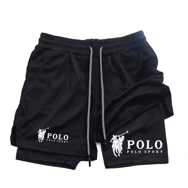 Quick Dry Beach Shorts Printed Double Layer 2-in-1 Fitness Training Sports Boardshorts