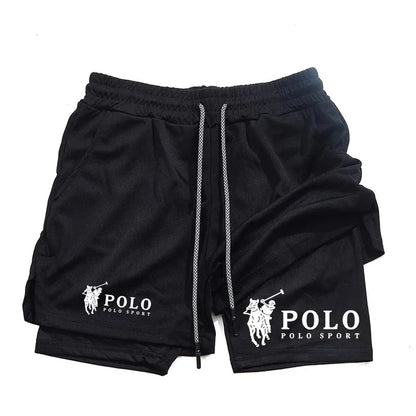 Quick Dry Beach Shorts Printed Double Layer 2-in-1 Fitness Training Sports Boardshorts
