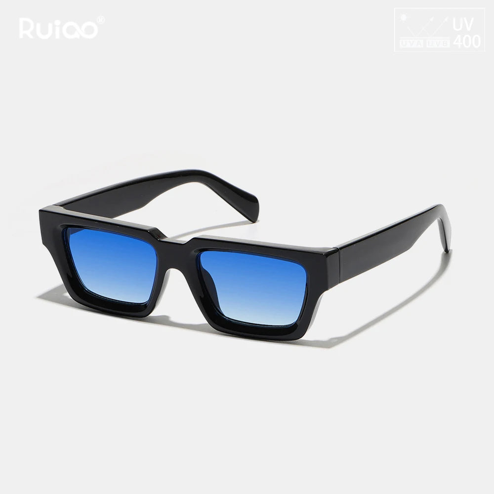 Ruiao new black classic retro designer branded concave irregular thick frame men women fashion sunglasses