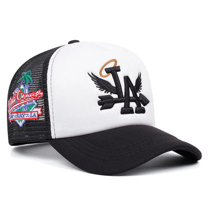 Baseball Hat LA Wings Embroidered Hip Hop Hat Outdoor Daily Leisure Sunshade Hat Male Female Flat Edge Mesh Hat