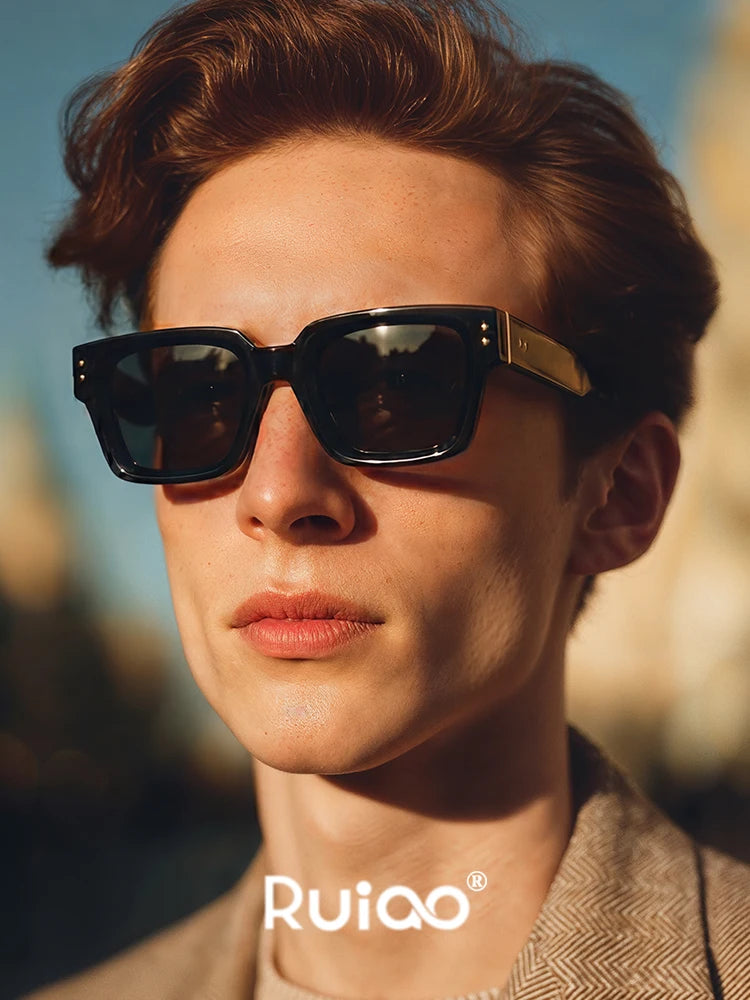Profashions X Ruiao Luxury Premium Shades Designer Black Brand Sunglasses Men's Square