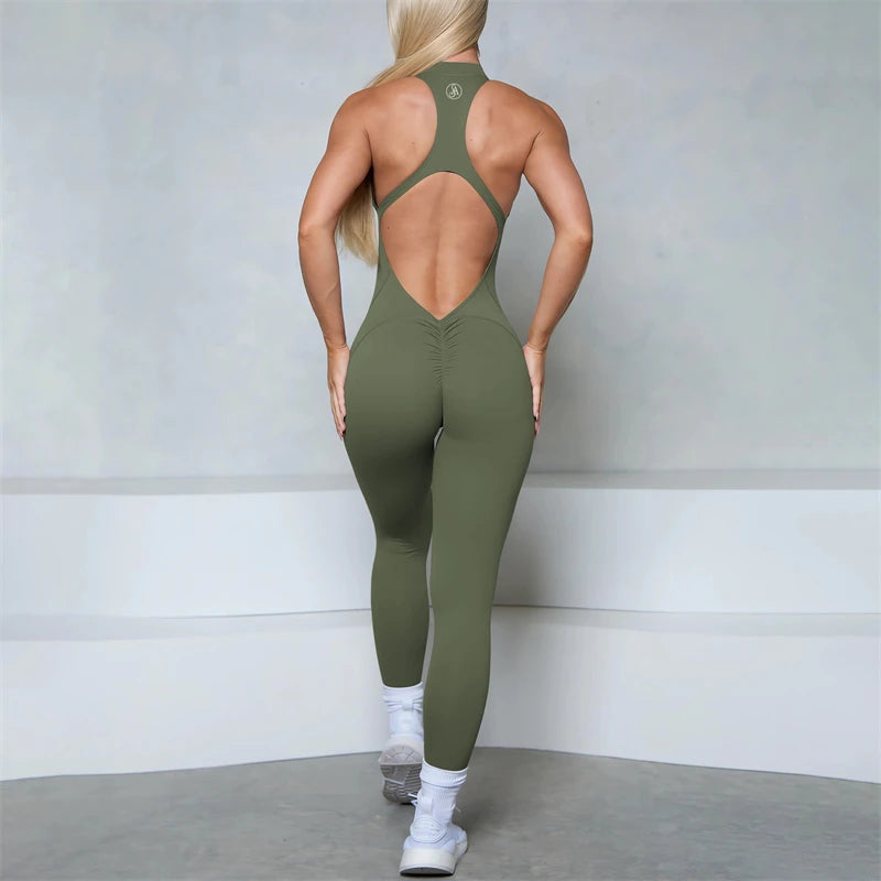 Allure The Brand Zipper Women Tracksuit Yoga Set One Piece Jumpsuit Workout Scrunch Legging Rompers Sport Gym Active Suit