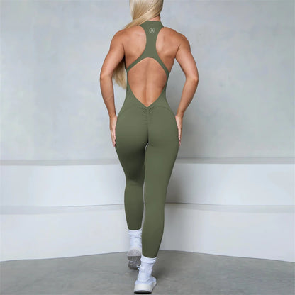 Allure The Brand Zipper Women Tracksuit Yoga Set One Piece Jumpsuit Workout Scrunch Legging Rompers Sport Gym Active Suit