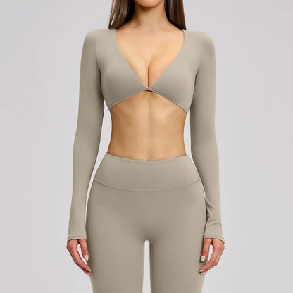 Sports Yoga Long Sleeve V T-shirt Sportswear Woman Gym Women's Female Clothing Slim Fit Sportswear Workout Clothes Fitness Wear
