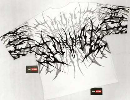 Cyberpunk Gothic T Shirt Edgy Thorn Texture Print Pure Cotton Streetwear Fashion Graphic Tee Urban Style Comfortable Fit