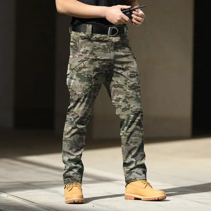 Men Outdoor Pants Multi Pockets Elastic Tactical Pant Waterproof Plus Size Casual Cargo Trousers Pockets Men Clothing