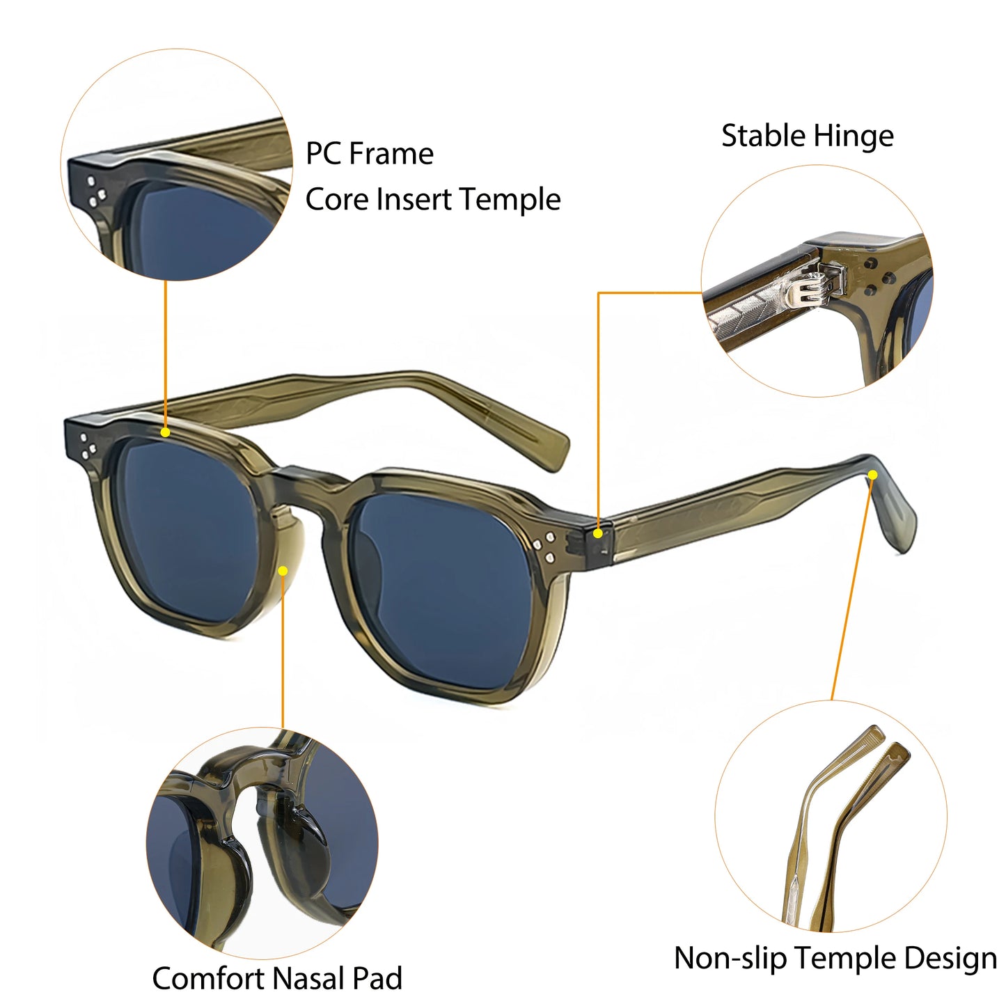 CATERSIDE Fashion Unisex Sunglasses Small Frame Square Personalized Design Sun Glasses