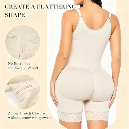 Detachable Straps Full Body Shaper Tummy Slimming Postpartum Stage 3 Girdle Push Up Butt Lifter Shapewear
