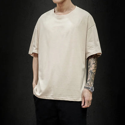 Men's T Shirt Casual Loose Cotton Short Sleeve T-Shirt Men Top Tee shirt Men