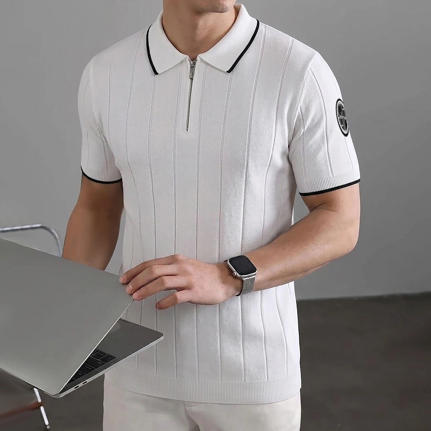 Profashions Men's Polo New Summer Half Zipper Design Men's Short Polo