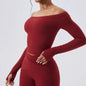Slash Neck Long Sleeve Yoga Shirts Women Crop Top Breathable Quick Dry Sport T-shirt Female Gym Workout Top Fitness Clothing New