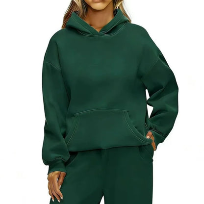 Casual Sports hoodie Sweatshirt Solid-color long-sleeve Women's Fashion Loose hoodie Women's tops pullover