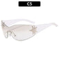 Rimless Punk Sunglasses Goggle Women Men Luxury Brand Wrap Around Sun Glasses Five Star Eyewear Sports One Piece Shades