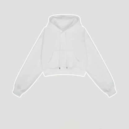 Profashion  Loose Hoodies Women Autumn Winter Long Sleeve Crop Top Streetwear Solid Drawstring Hooded Shirt Casual Female Sweatshirt