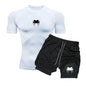 Men Compression Athletic Fitness Wear - Quick-Dry Tight Short-Sleeve Anime Double-Layer Shorts Summer Set Fitness Running Set