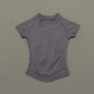 Histello Women Short Sleeve Sports T-Shirt Round Neck Breathable Stretchy Quick Dry Top Yoga Gym Running Fitness Activewear