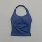 Histello Longline Strappy Top Women Sports Tank Halter Seamless Ruched Backless Gym Activewear Workout Yoga Fitness Tops