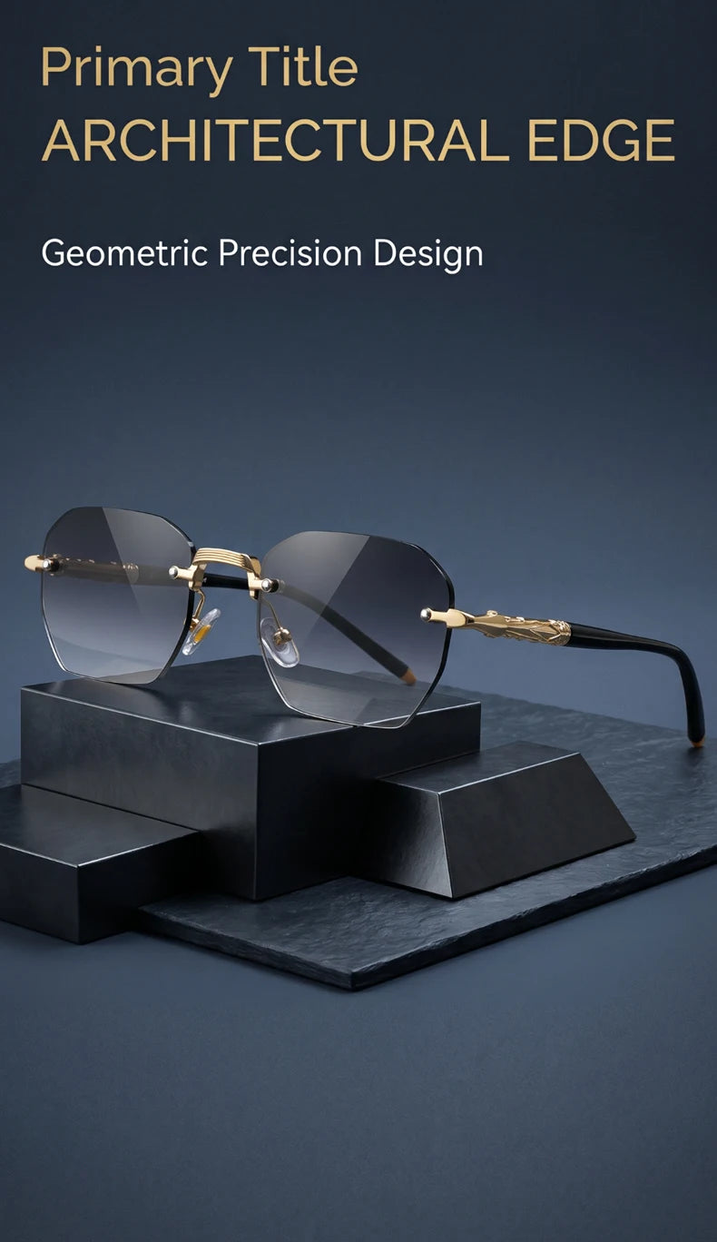 Steampunk Rimless Square Sunglasses Men Luxury Designer Vintage Metal Polygon Outdoor Sun Glasses Male Frameless Shades