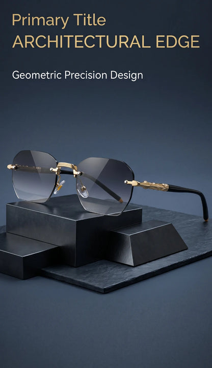 Steampunk Rimless Square Sunglasses Men Luxury Designer Vintage Metal Polygon Outdoor Sun Glasses Male Frameless Shades