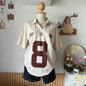 Women's New No.8 Oversized Short sleeved T-shirt Leisure Sports Jersey Letter Printed Polo Shirt