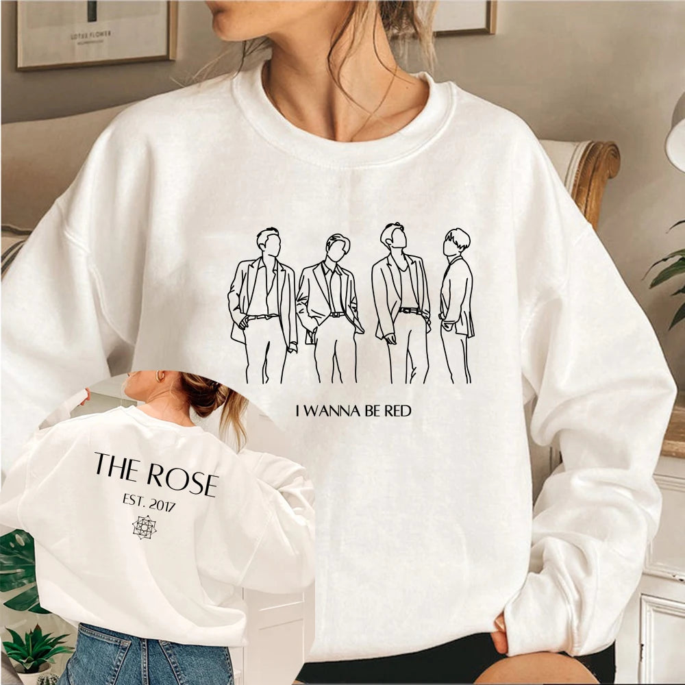 The Rose Kpop Sweatshirt Back To Me Hoodie Korean Group Pullover Women Long Sleeve Sweatshirts Graphic Hoodies Kpop Fans Gift