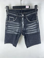 3006 Summer New Men's Jeans Washed Ripped Patch Paint Slim-fit Micro-elastic Denim Shorts Men's Black