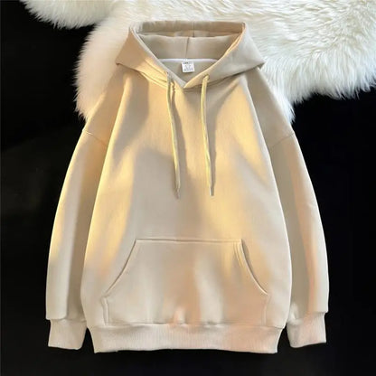 Oversize Hoodie Sweatshirt Pure Color Fleece Lined Couple Style High Quality Green Heavyweight Hooded Jacket for Men And Women