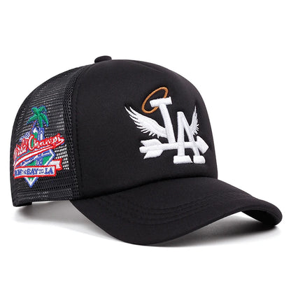 Baseball Hat LA Wings Embroidered Hip Hop Hat Outdoor Daily Leisure Sunshade Hat Male Female Flat Edge Mesh Hat
