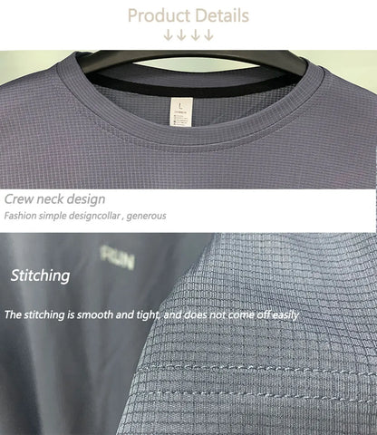 Summer Ice Silk Long Sleeve T-Shirt Men New Quick Dry Breathable Air Conditioning Outdoor Sun Protection Running Outer Wear