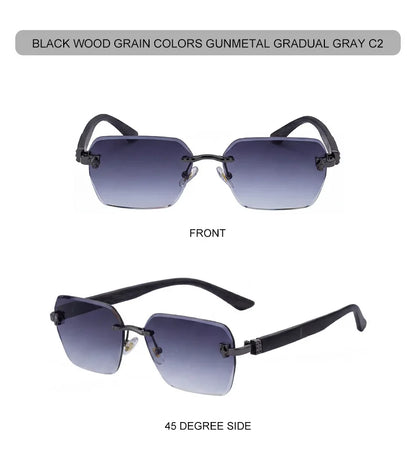 Square Rimless Photochromic Sunglasses Men Vintage Sun Glasses Luxury Designer Shades Male Cut Lenses Frameless Eyewear