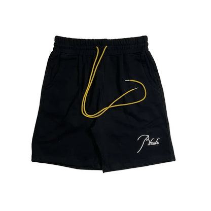 Latest Style RHUDE Men's  Casual Shorts Hip Hop Elastic Waist Drawstring Zip Pocket Summer Street Leisure Beach Shorts