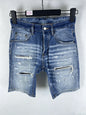3006 Summer New Men's Jeans Washed Ripped Patch Paint Slim-fit Micro-elastic Denim Shorts Men's Black