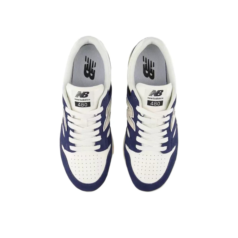 New Balance NB480 Unisex Low-Top Sneakers – White/Blue, Synthetic Leather, Soft, Comfortable & Durable BB480PEN