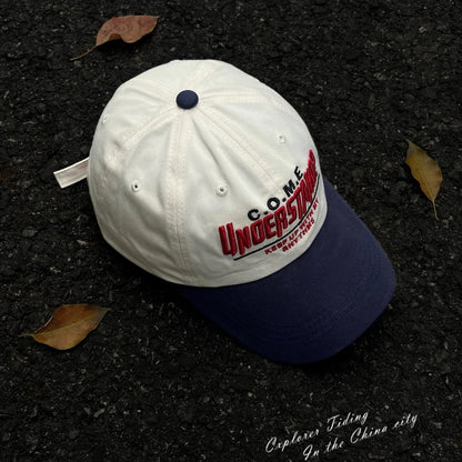 Street Color Blocked Duck Tongue Hat Looks Small, soft Top, wide Brim, deep Top, letter Baseball Cap for Men and Women