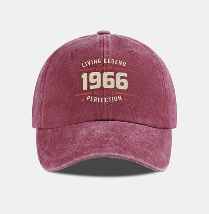 "Living Legend Since 1966" Washed Baseball Cap Adjustable Unisex Gift For Vintage Lovers