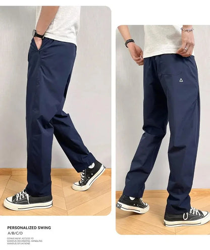 Summer Thin Cargo Pants Men Casual Tapered Trousers with Zipper Pockets Quick Dry Streetwear Pants for Outdoor Daily Wear S-3XL