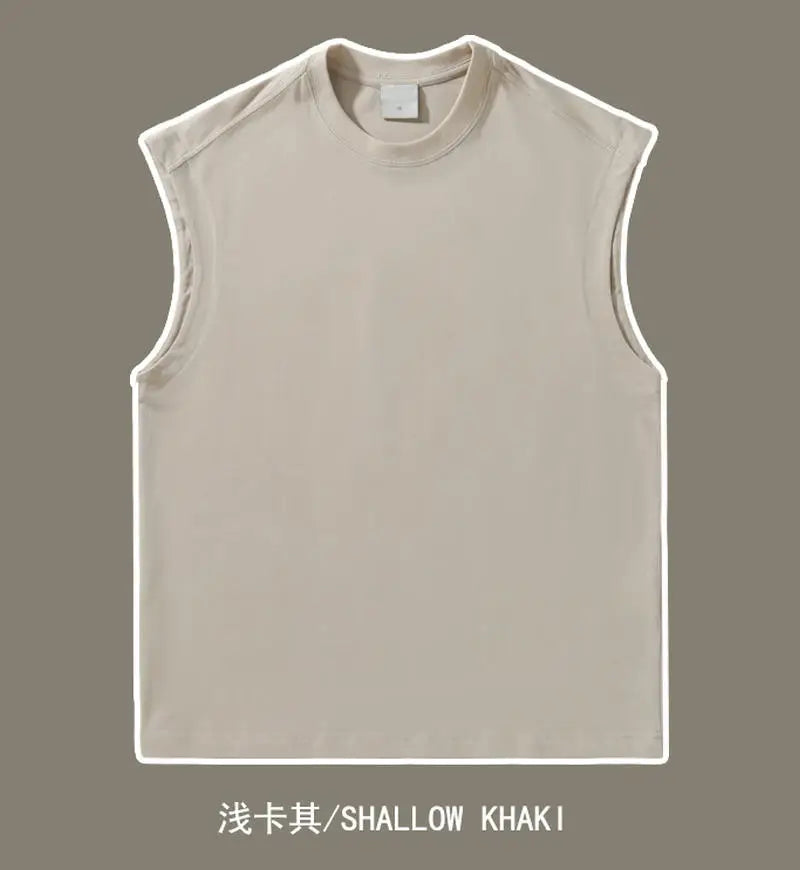 270gsm Summer Tank TopSleeveless T shirt 100% Cotton Solid Color Men Oversized Causal O-neck Basic T-shirt High Quality