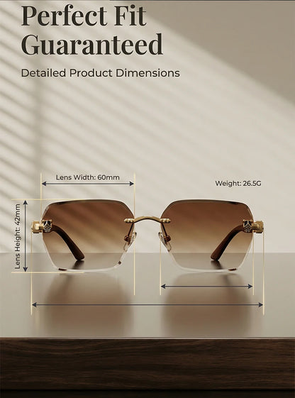 Square Rimless Photochromic Sunglasses Men Vintage Sun Glasses Luxury Designer Shades Male Cut Lenses Frameless Eyewear